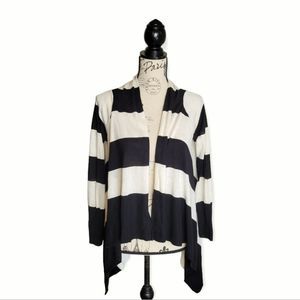 H&M Black White Striped Open Cardigan Size Small